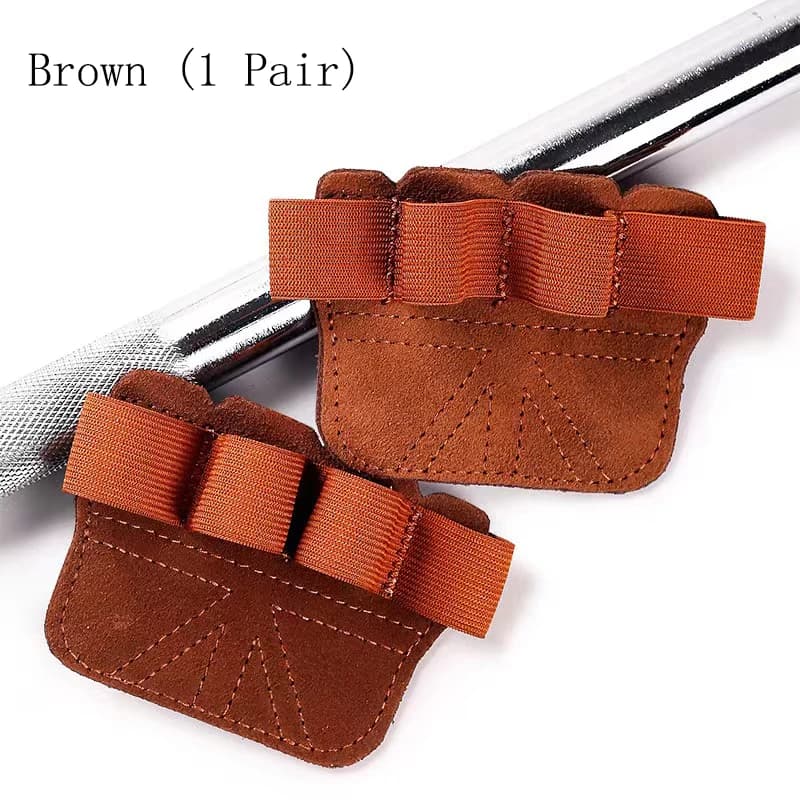 1 pair of gym fitness gloves in cow leather anti-slip handles for weight lifting gloves protective handlebar bearings pull up grip palm protection