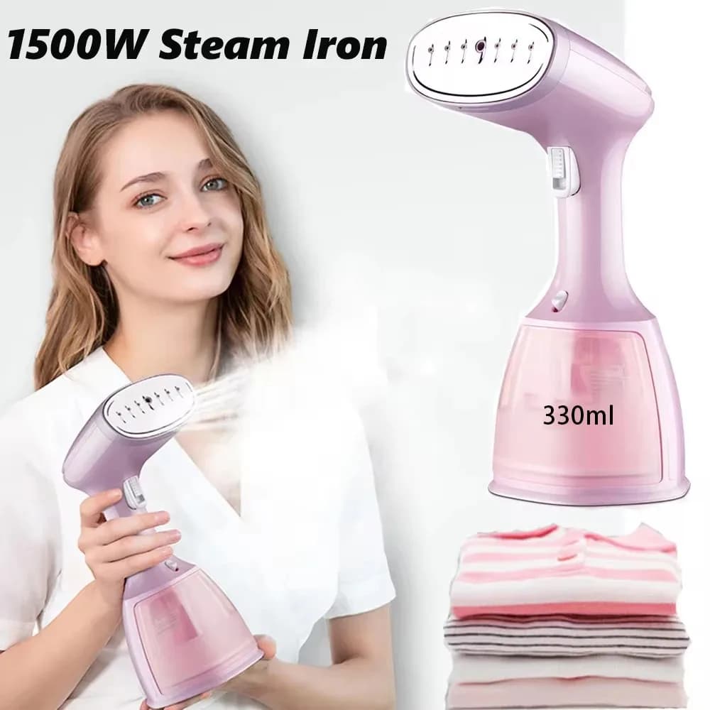 Ferro da stiro a vapore portatile da 1500W, ferro da stiro elettrico per tessuti, 280ml, riscaldamento rapido verticale per stirare i vestiti