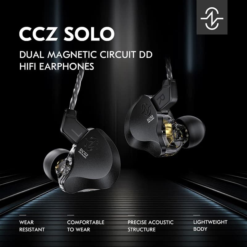 CCZ DC02 DD HIFI Auxiliary 4N OFC Iem Cable In Ear Monitor Wired headphones with microphone Sports Play heads with noise cancellation