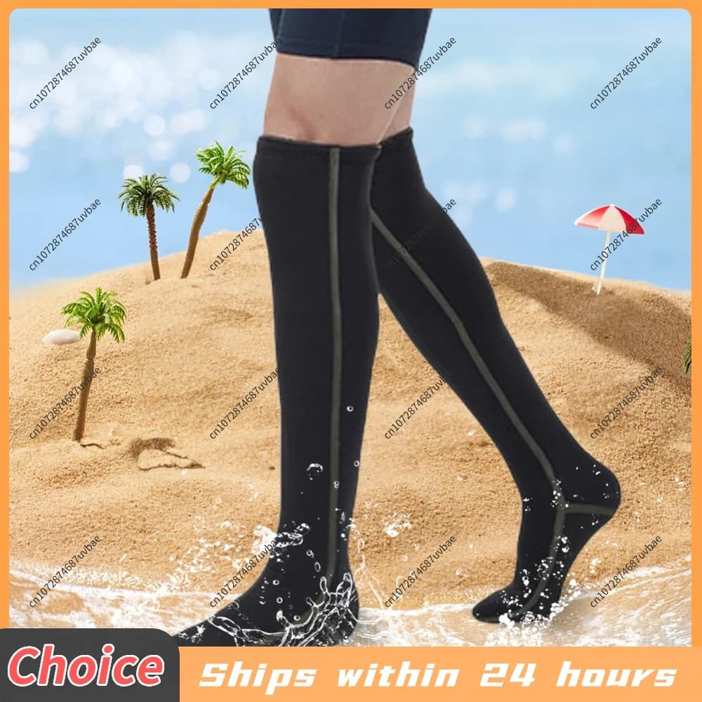 3mm Neoprene Elastic Diving Socks Knee High Waterproof Socks Diving Water Fin Socks for Rafting Snorkeling Sailing Swimming