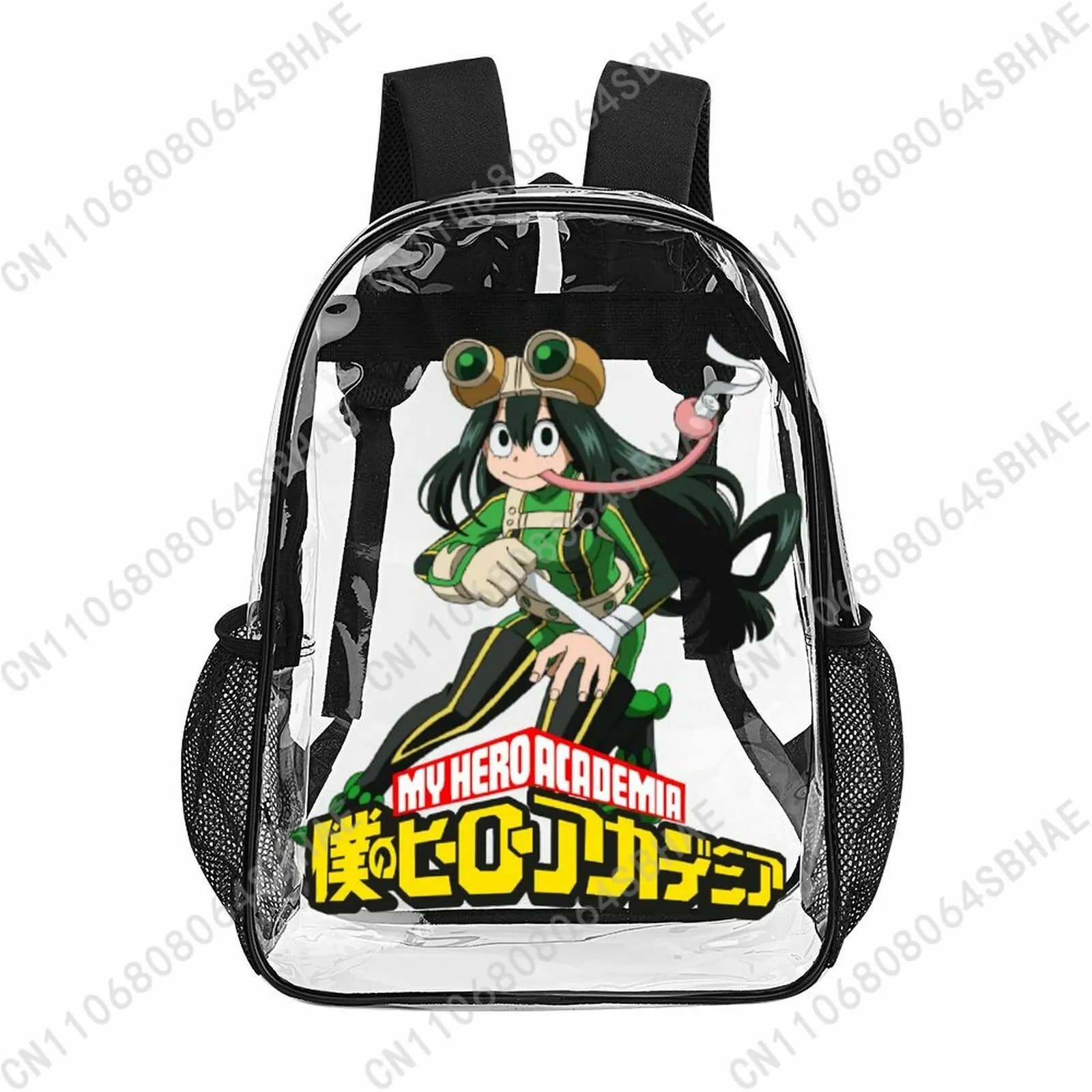 Zaino Trasparente My Hero Academia Asui Tsuyu da 17 Pollici, Alla Moda, per Ragazzi e Ragazze, Borsa Scolastica Personalizzata in PVC, Regalo Originale