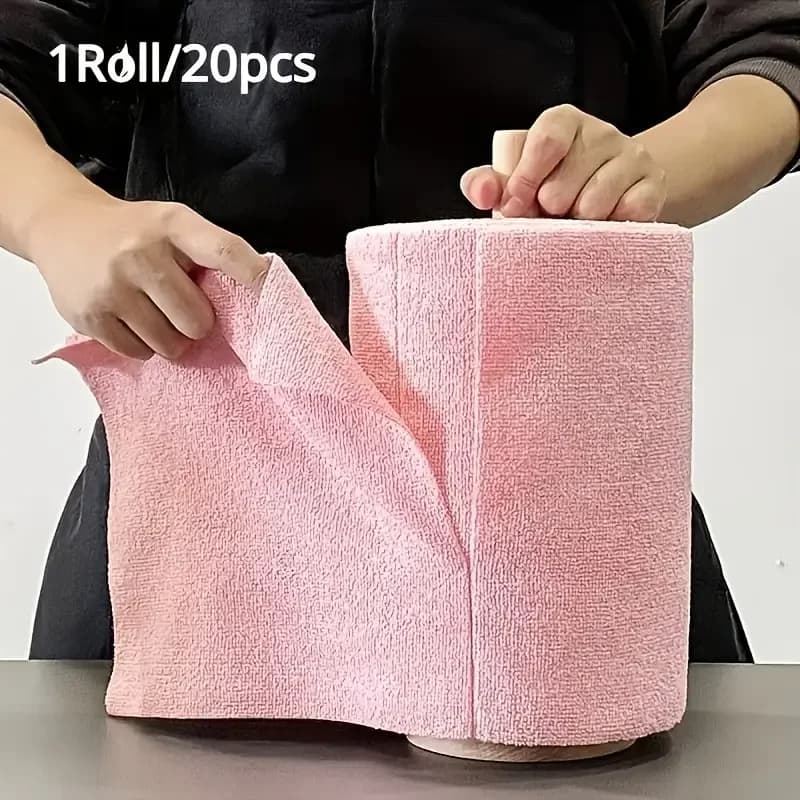 Reusable cleaning towels Kitchen cloth for the house Microfiber towel rolls Plate towels Replacement of wash paper towels 1 roll of 20 sheets