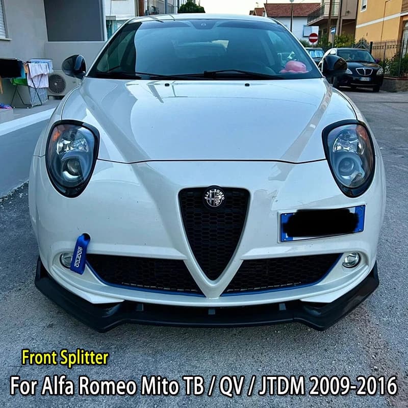 For Alfa Romeo Mito 2009-2016 JTDM TB QV Twinair Auto Front bumper Lip Mento Spoiler Splitter Diffuser Bodykit Splitter Front
