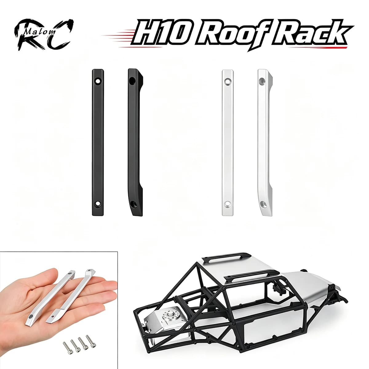 CNC Aluminum H10 Roof Rack for 1/10 Crawler – Heavy-Duty Luggage Carrier, Direct Fit for Scale Accessories