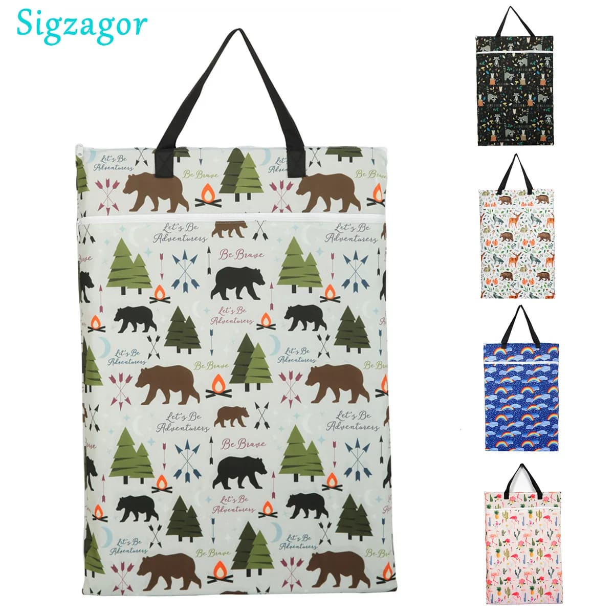 1 large bucket bag for inserts for cloth diapers with two reusable hinges