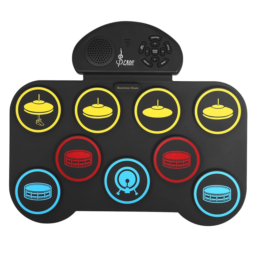 Foldable 9 Pads Roll‑Up Electronic Drum Kit Portable Silicone Drum Pad Percussion Instrument For Beginner Music Practice