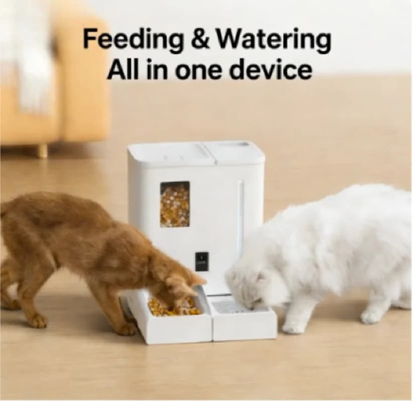 Nuovo Dispenser Automatico di Acqua e Cibo per Cani e Gatti con Videocamera 4L 5L, Ciotola Intelligente per l'Alimentazione degli Animali Domestici