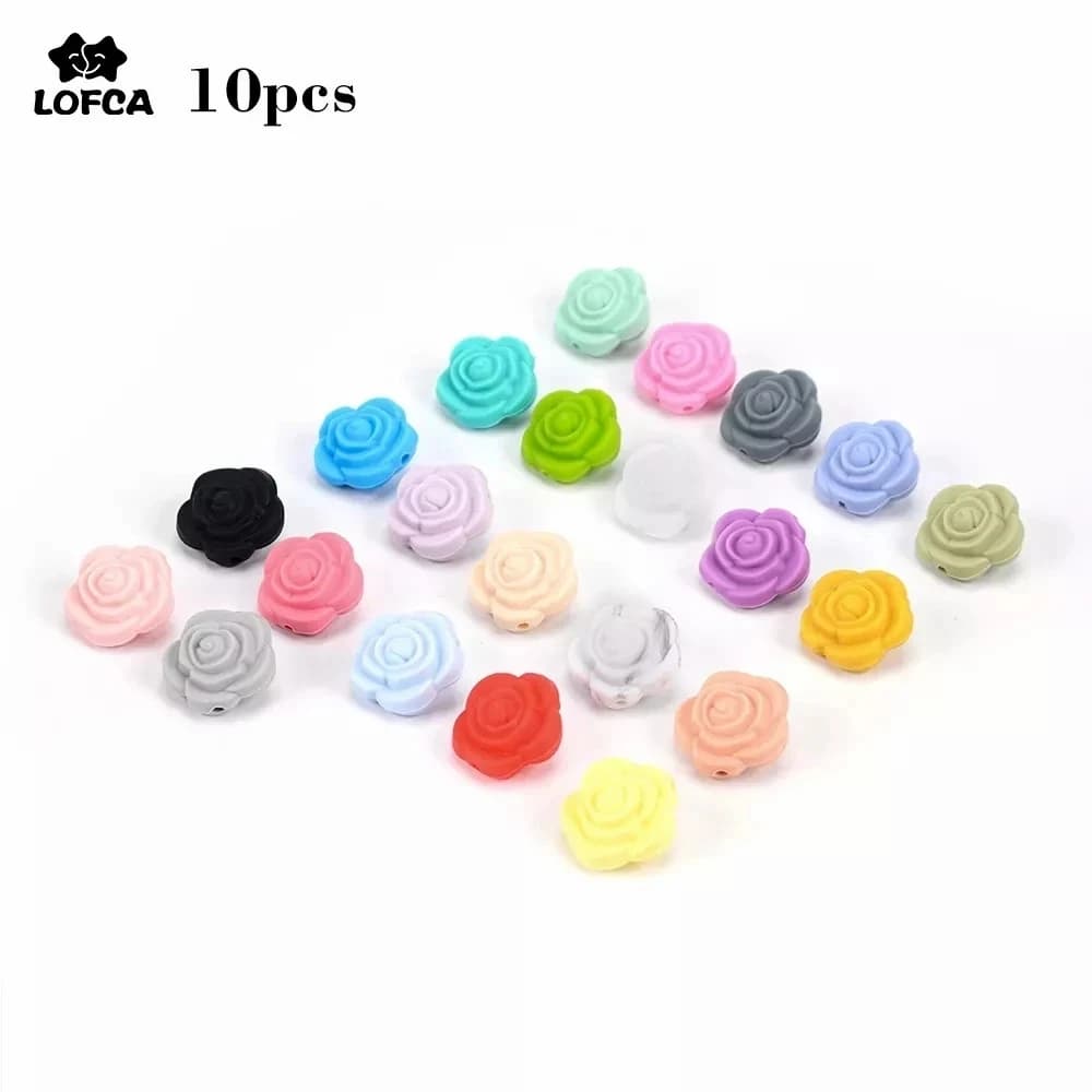 Commercio all'ingrosso 10 pz/lotto Perline di Silicone Fiore Massaggiagengive BPA Libero Rosa Dentizione Del Bambino Giocattoli Accessori Per Catena Ciuccio BPA Libero
