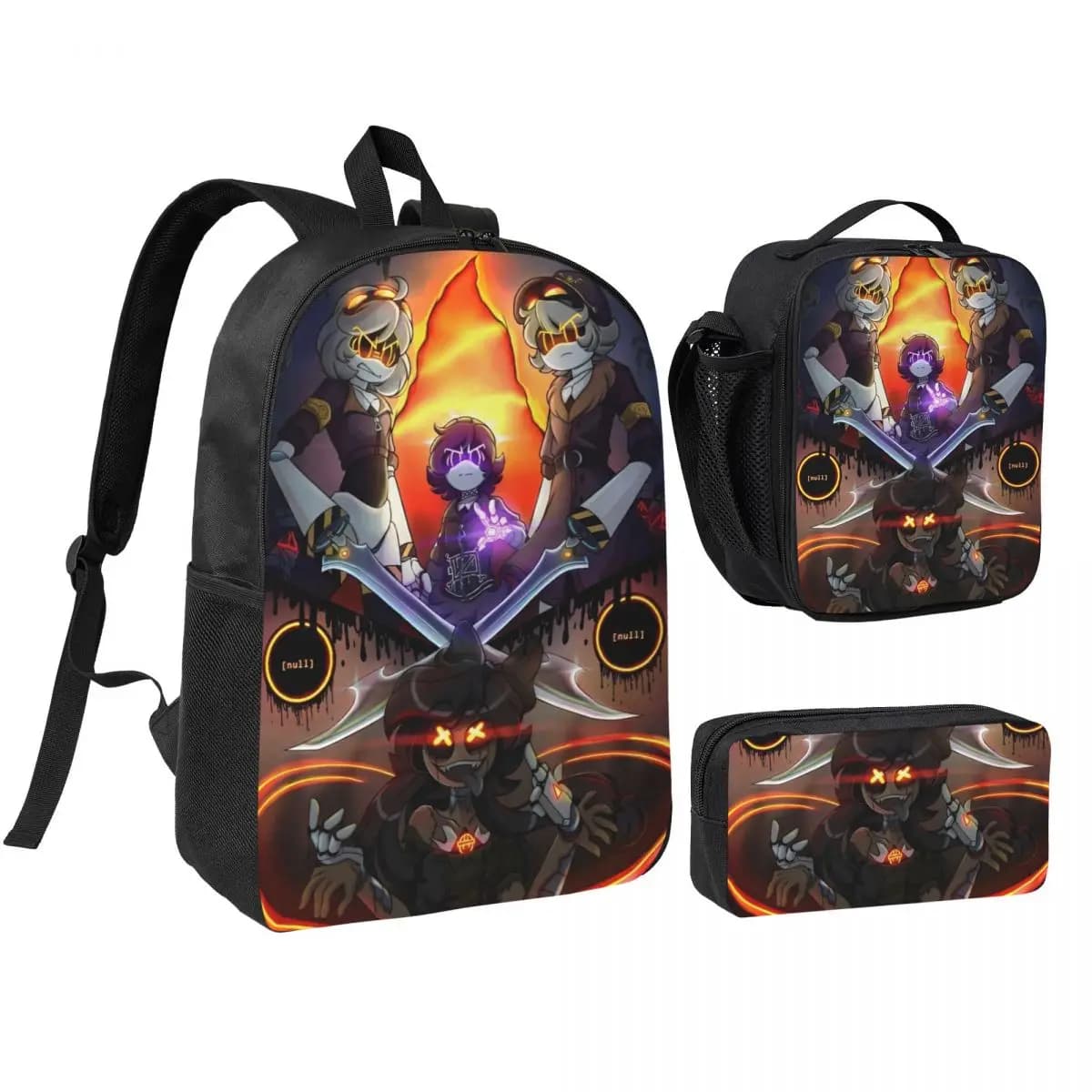 3pecs/set Murders Drones Backpack for Teenage High-capacity Laptop Computer Canvas Bags Lunch bag Pencil Case