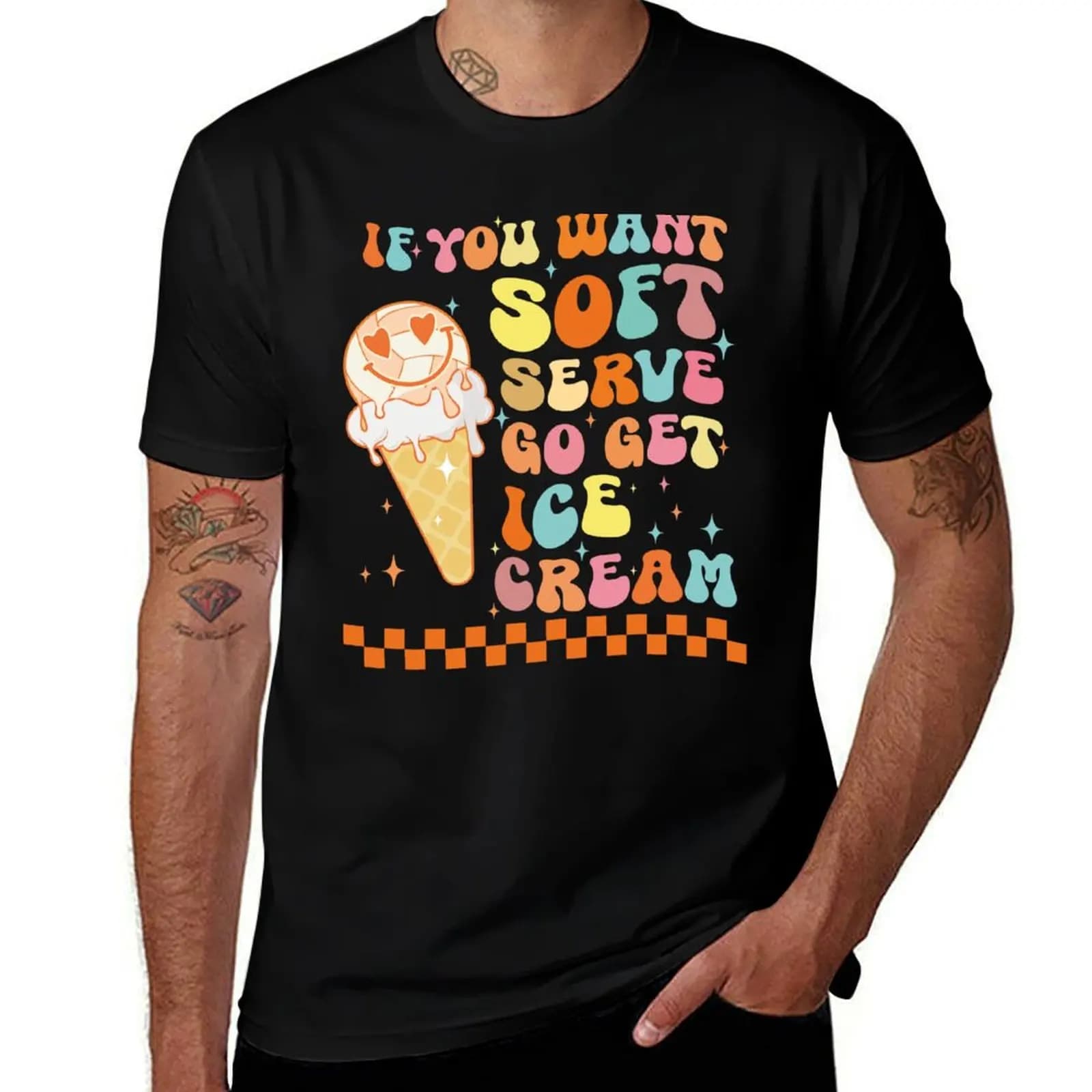 If You Want Soft Serve Go Get Ice Cream Funny volleyball T-Shirt Stretch Fabric Comfort T-Shirt