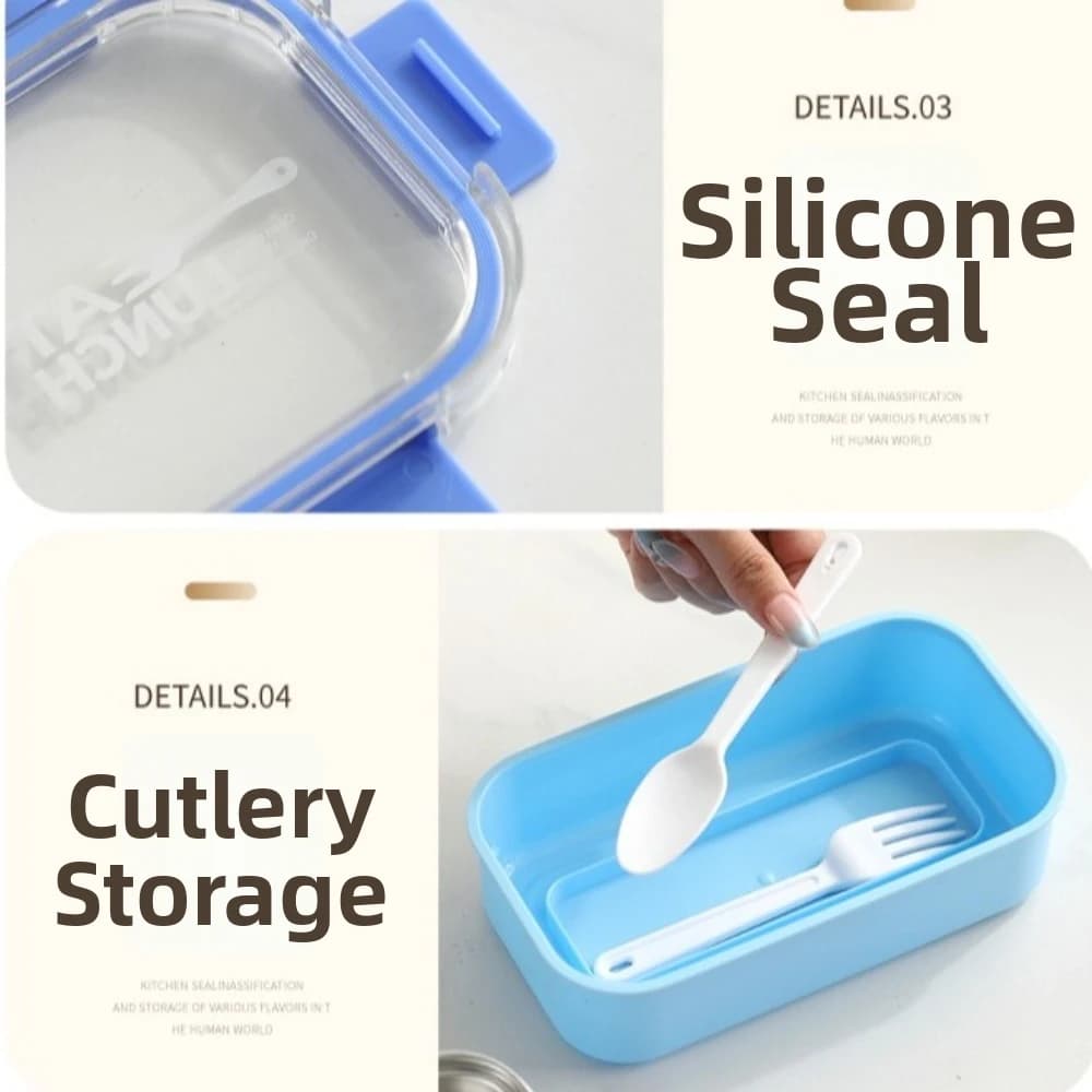 304 Stainless Steel Bento Box with Fork Spoon Portable Divided Lunch Box Thermal Insulation Leak Proof Food Container