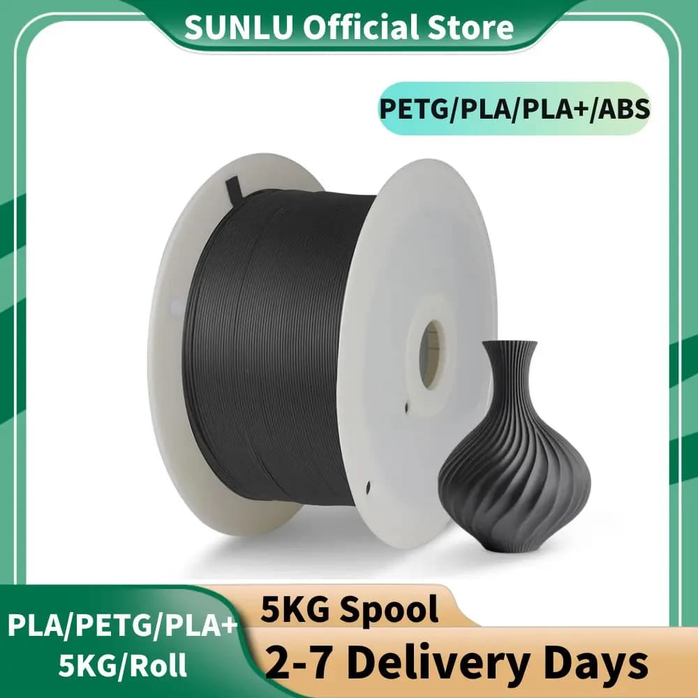SUNLU 5 kg/large roll PLA/PETG/PLA+ moisture-proof 3D printer filament, without groves, perfect for long prints from US/UK/EU/AU