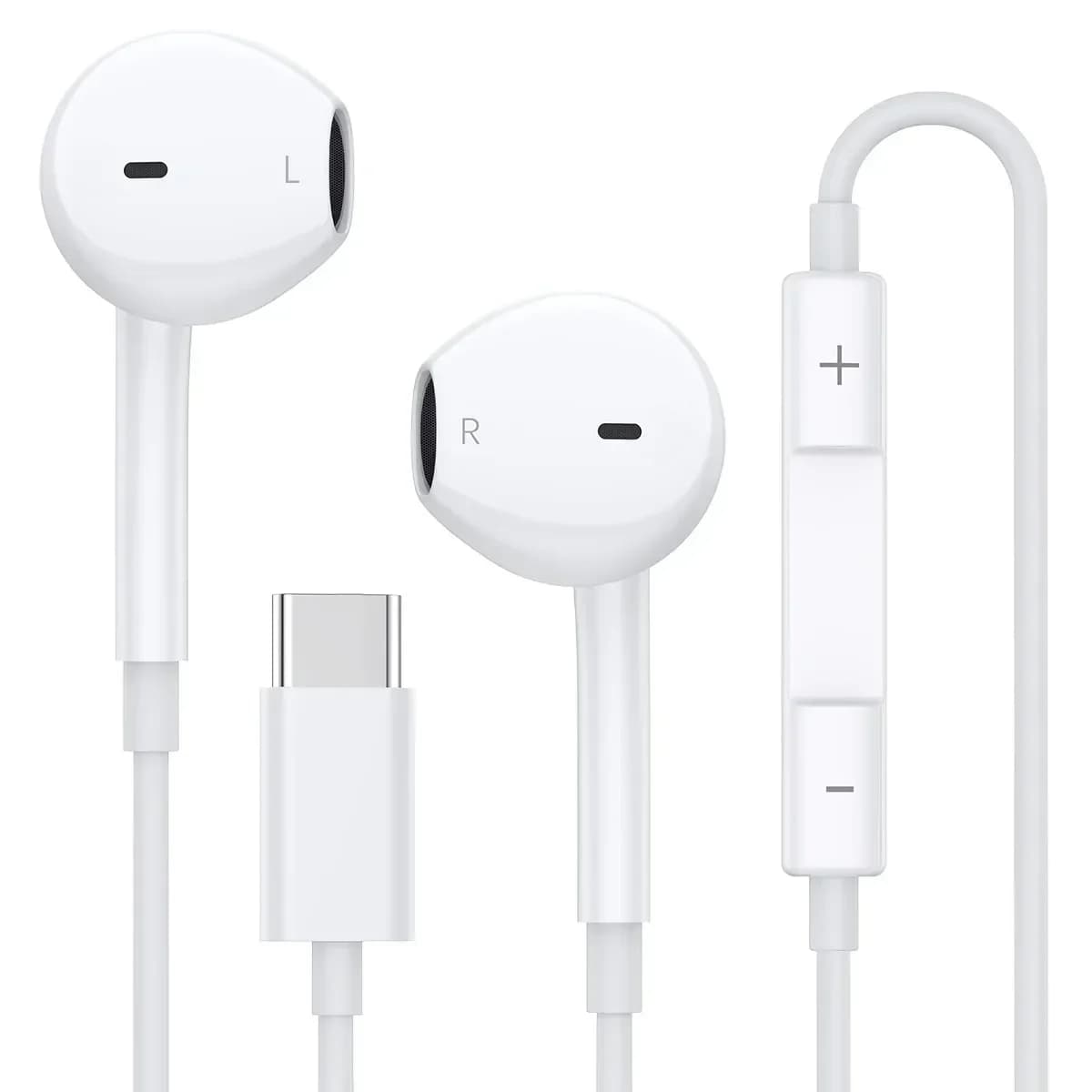 Cuffie USB-C per iPhone 17 16 15, Auricolari Cablati Tipo C con Microfono Integrato e Controllo Volume, Auricolari HiFi Stereo