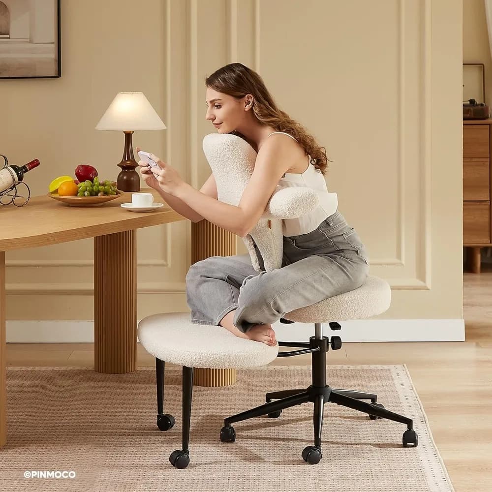 Sedia da Ufficio Ergonomica Extra Larga per ADHD e Meditazione, Sedia a Ginocchia con Rotazione a 360° ° Ruote Girevoli, Personalizzate