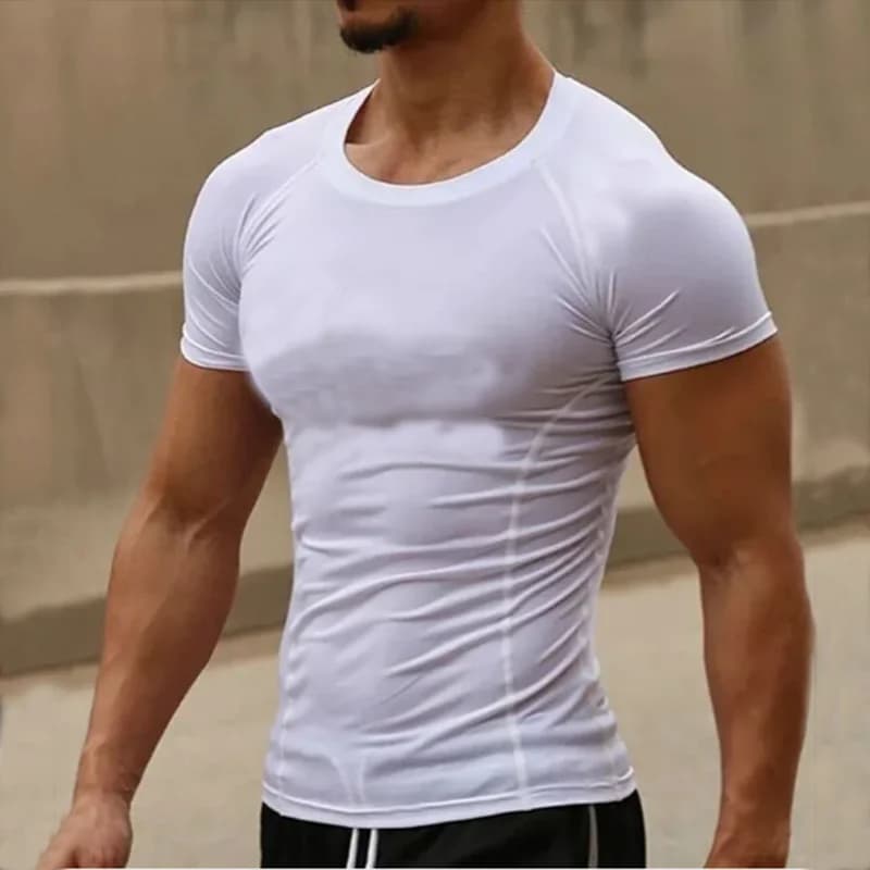 Maglietta a Compressione 2026 per Uomo, Abbigliamento Sportivo Estivo, T-shirt Elastica ad Asciugatura Rapida, Top Sportivo, Maglietta Atletica per Palestra e Allenamento