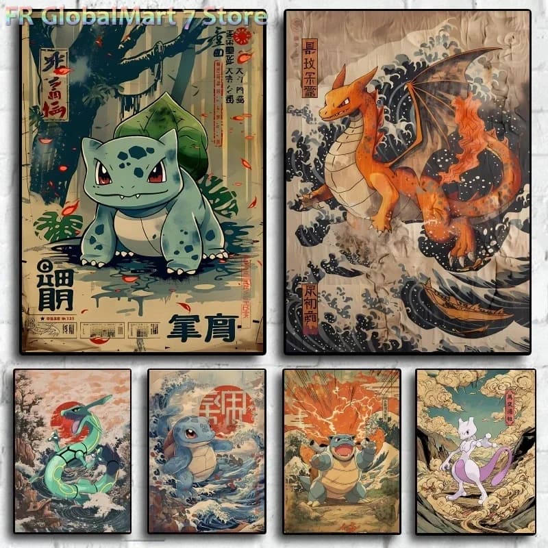 Diamond Painting Cross Stitch Vintage Pokemon Diamond Painting Wall Art Oil Painting Posters Room Home Comics Pictures Aesthet