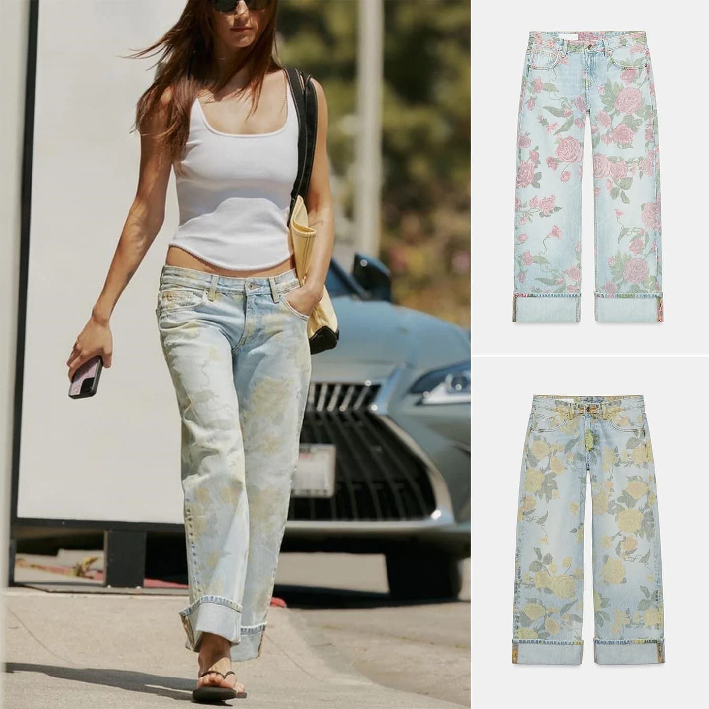 Low Waist Straight Leg Printed Jeans Women's Summer New Arrival Loose Fit Polyester Fiber Zipper Closure Casual Ladies Jeans