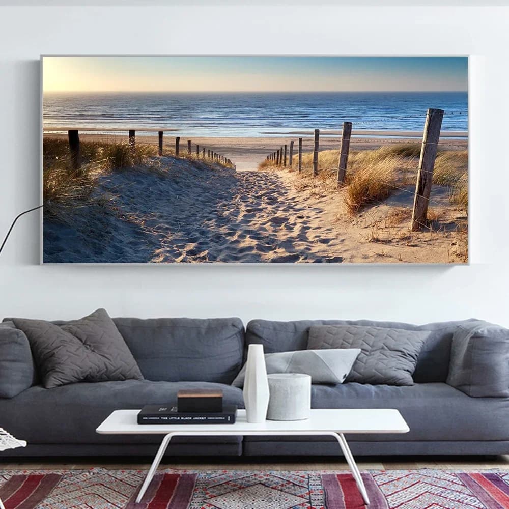 Scandinavian Minimalist Aesthetic Wall Art Seaside Beach Sunrise Large Size HD Poster Prints Home Bedroom Living Room Decoration