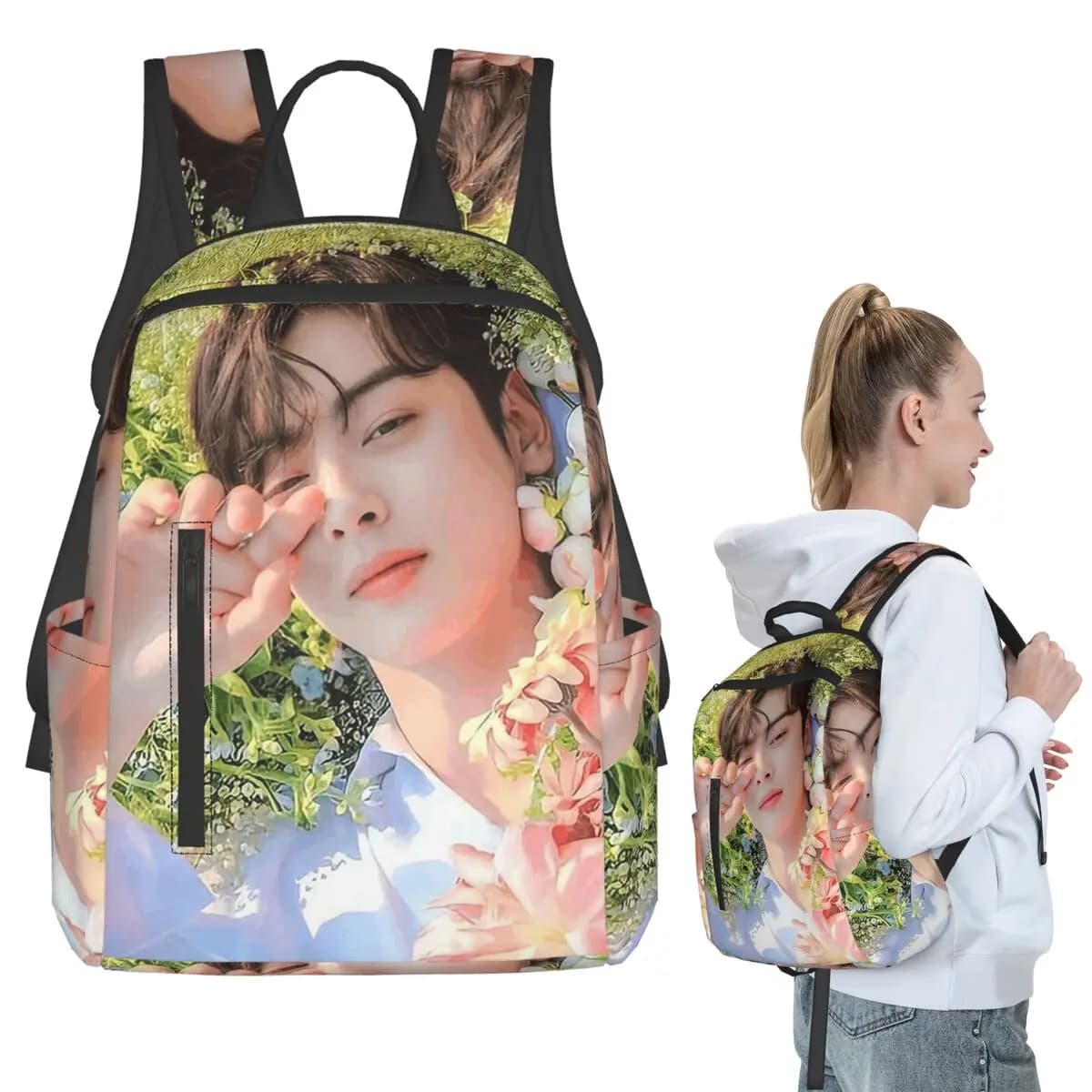 Cha EunWoo Kpop Astro Zaino per studenti Borsa per libri Borsa per la scuola per bambini Borse a tracolla per laptop Uomo Donna