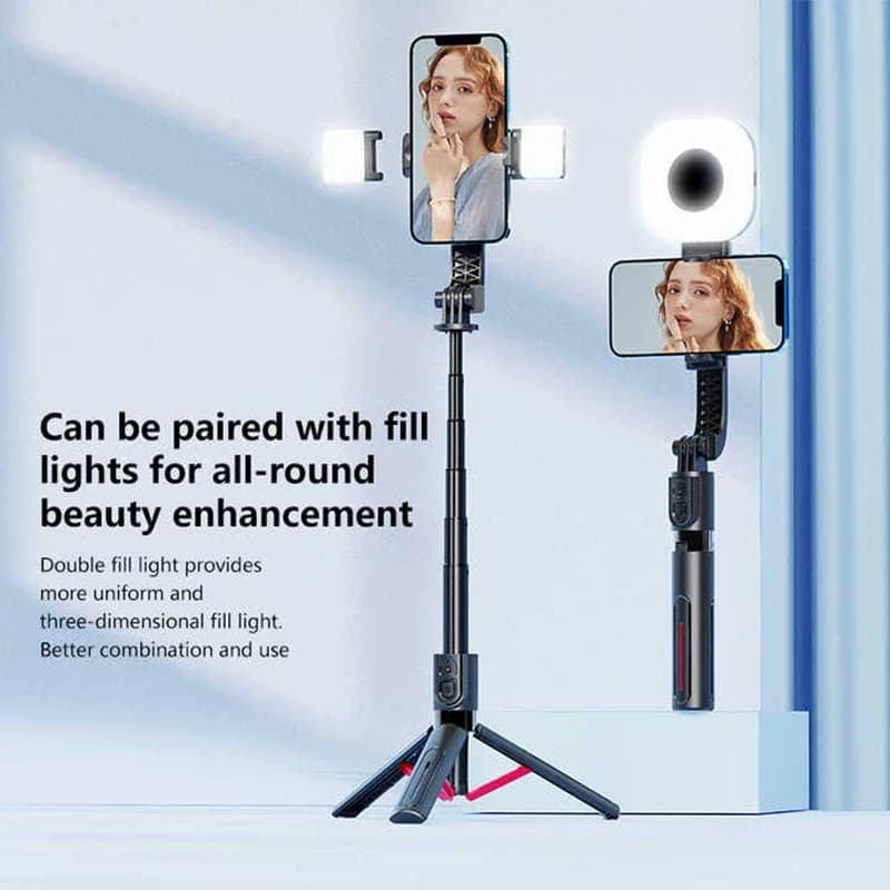 Bastone per selfie portatile senza fili Bluetooth, treppiede estensibile e supporto per trasmissione in diretta per telefono cellulare con otturatore remoto