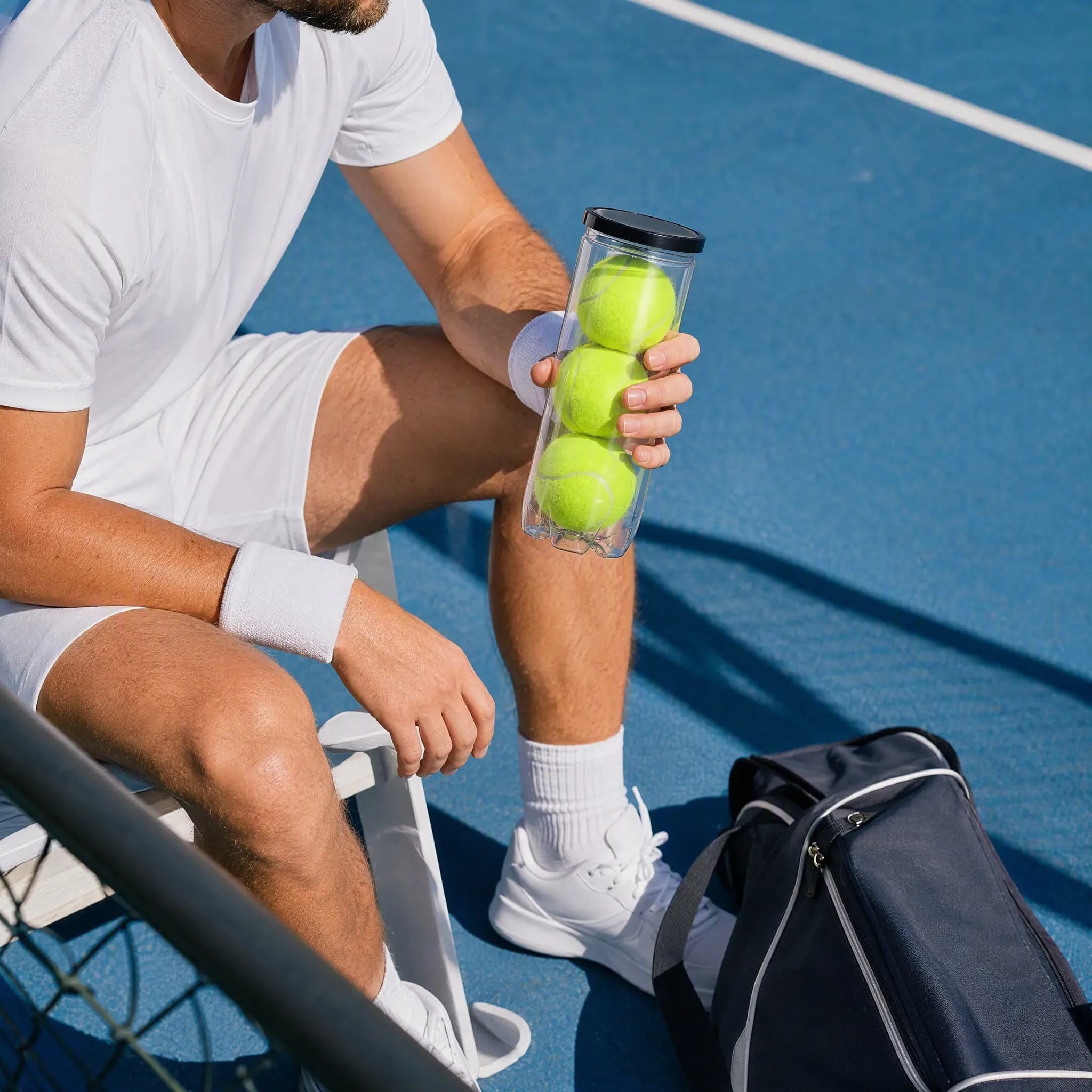 6Pcs Clear Tennis Ball Storage Tube Black Lid Stable Portable Indoor Outdoor Sports Ball Holder Organizer Softball Holder Stand