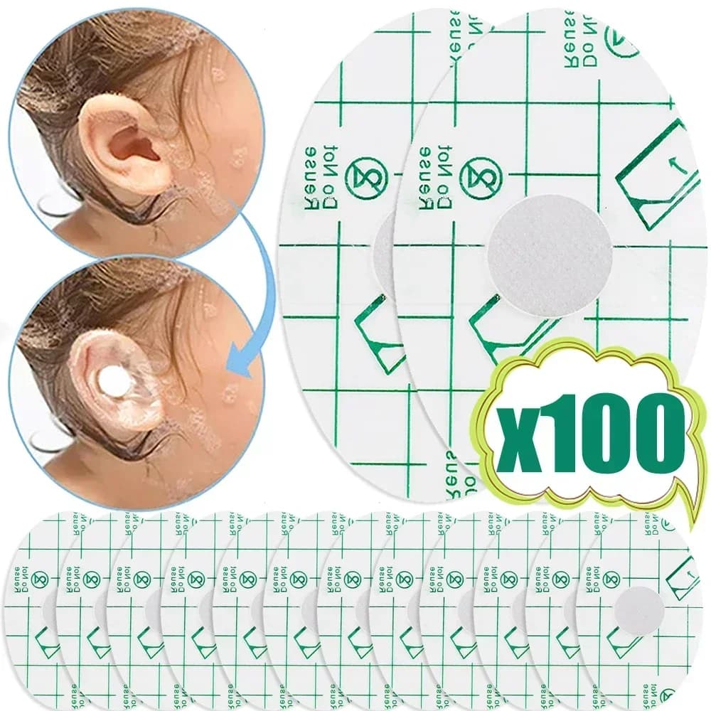 Pack of 100 waterproof ear protectors for babies, children and adults, disposable swim headphones, ear covers, shower ear stickers