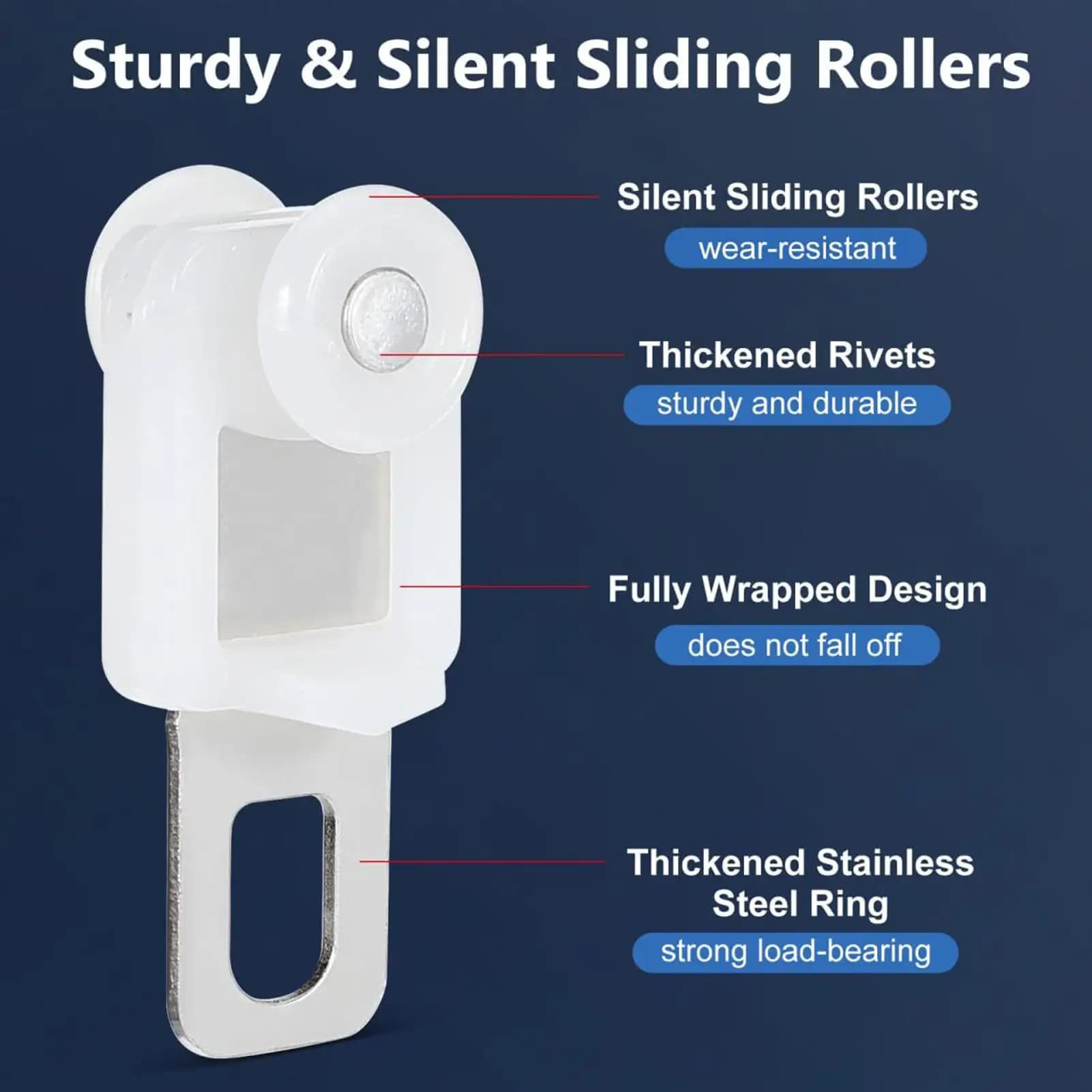 Rullini scorrevoli silenziosi e resistenti alla ruggine per tende da doccia, cucina, casa, bagno, camera da letto, finestra