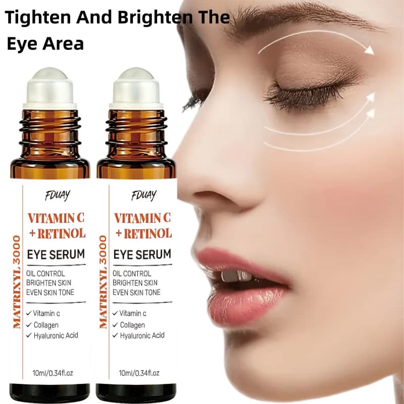 FDUAY Vitamin C & Retinol Eye Serum with Collagen And Hyaluronic Acid Oil-Control Brightening Even Skin Tone Eye Area Treatment