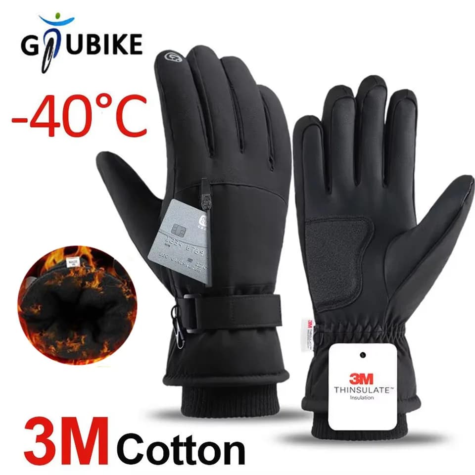 GTUBIKE Guanti da ciclismo impermeabili invernali da uomo Sport da corsa Moto Sci Touch Screen Guanti in pile antiscivolo Caldi dita intere