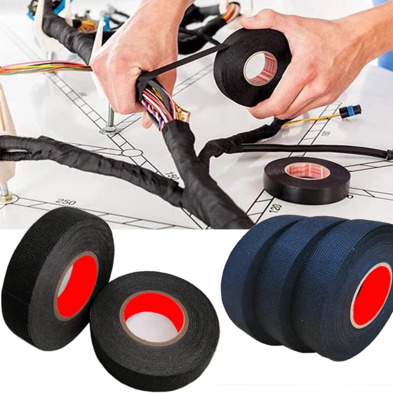 Nastro Adesivo in Tessuto Resistente al Calore da 15M per Cablaggio Automobilistico, Nastro Isolante Elettrico Termoresistente