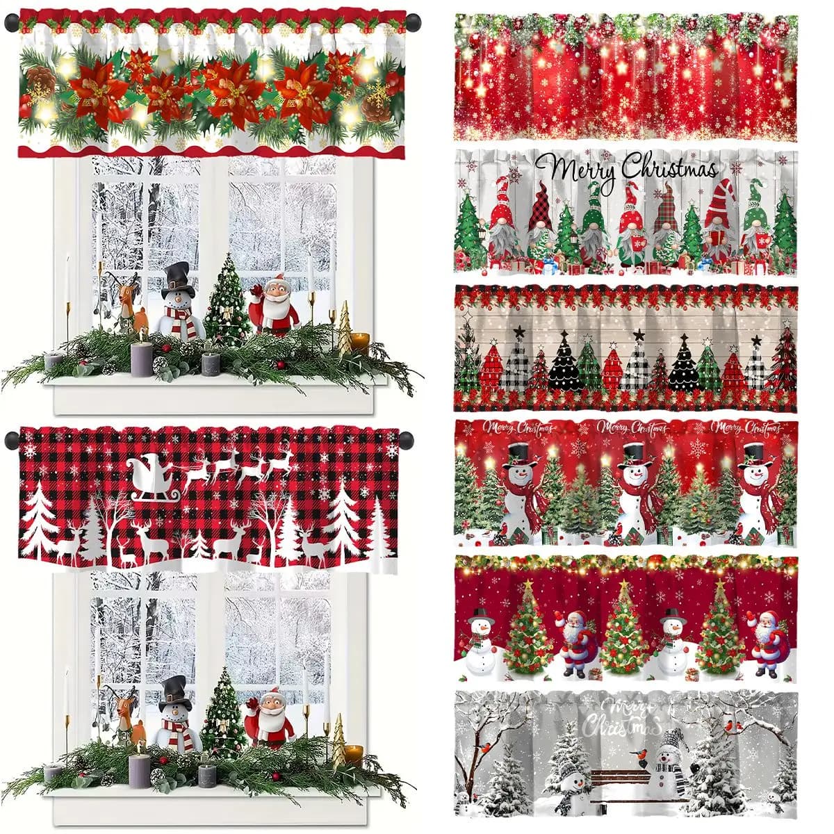 Christmas Short Curtain Merry Cristmas Decoration for Home 2025 Xmas Ornament Navidad New Year Gift 2026 for Kitchen Living Room
