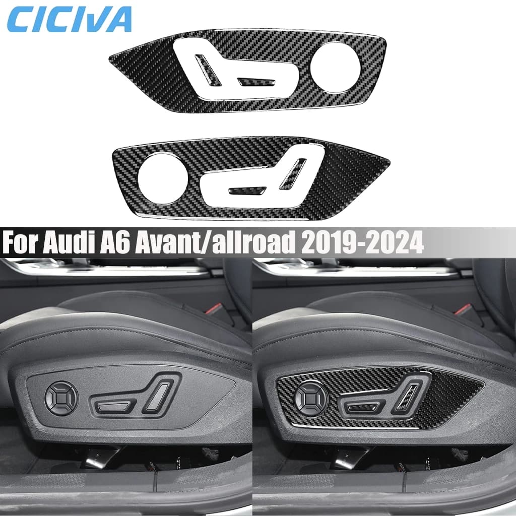Carbon Fiber Car Accessories Seat Adjustment Panel Internal Cover Modified Wall decal for Audi A6 Avant/Allroad A7 2019-2024