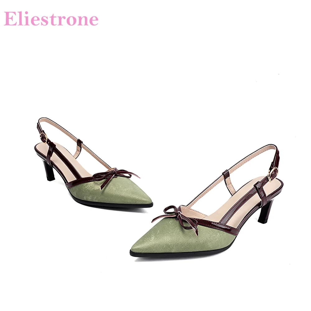 2025 Nuova Estate Confortevole Nero Verde Donna Sandali con cinturino alla caviglia Sexy 5 cm Med Tacchi sottili Scarpe eleganti da donna Plus Big Size 43 46
