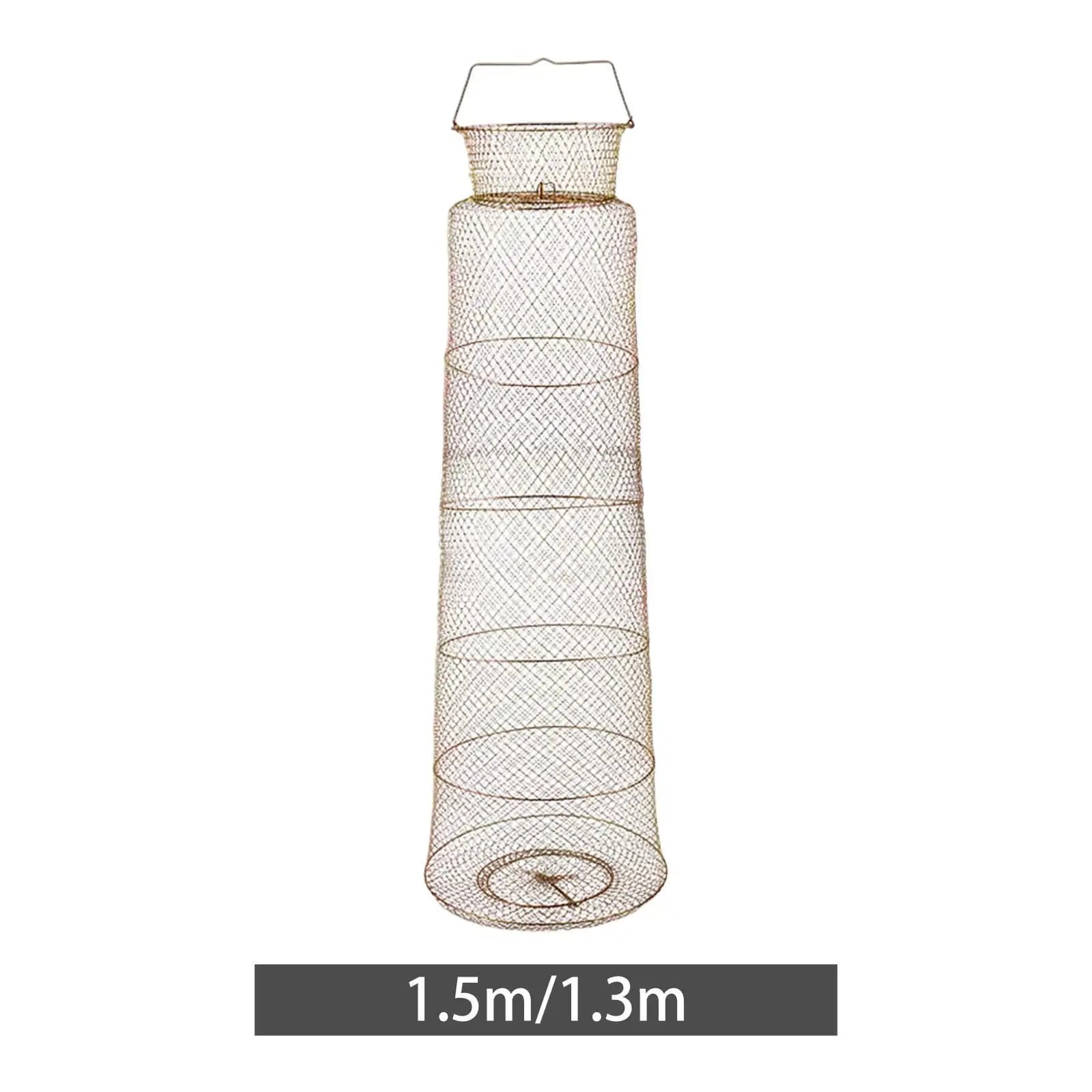 Versatile Fish Basket Portable Fishing Cage Metal Wire Live Keeper Net for Freshwater Anglers and Pros