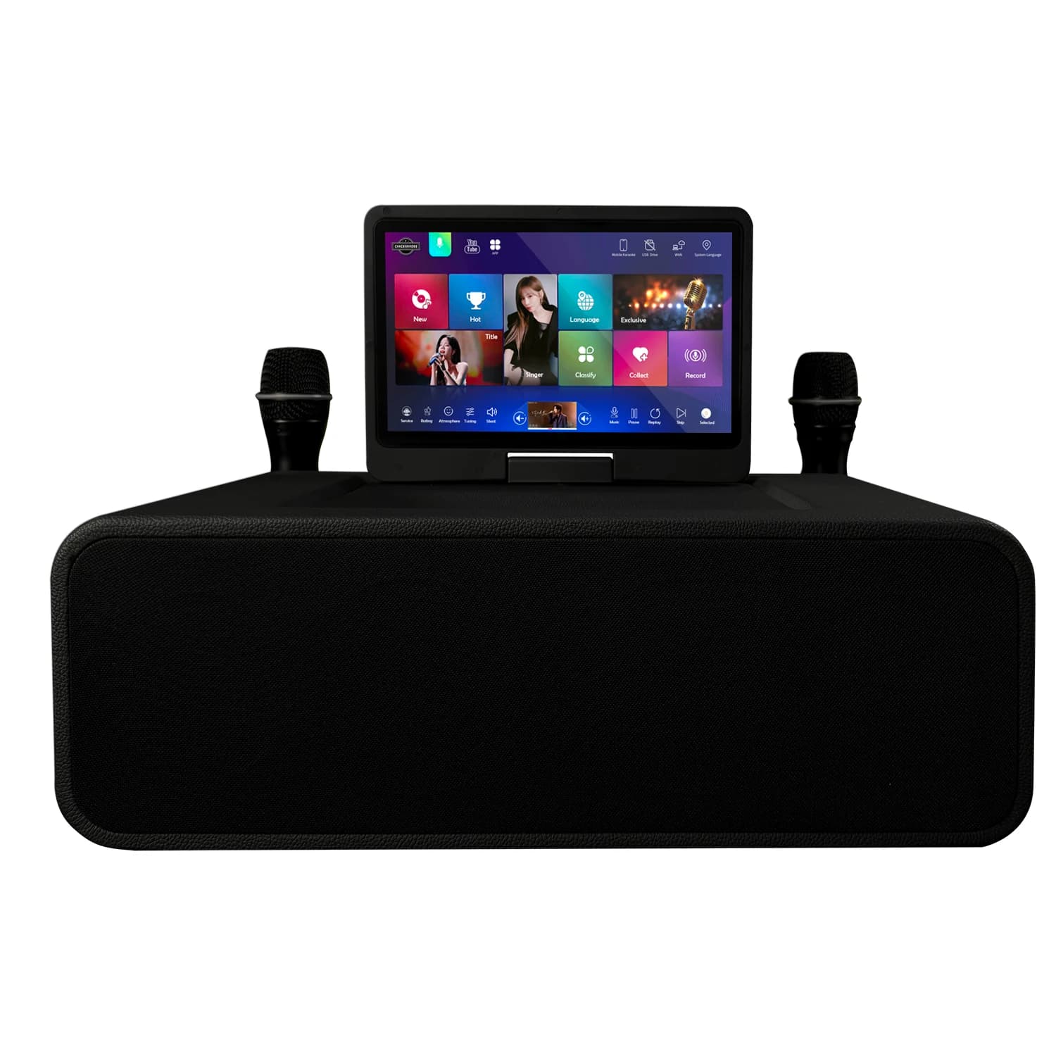 Karaoke Machine 10.1-inch Capacitive Touch Screen for V5.3 Voice Control 2 Built-in Mics Wired