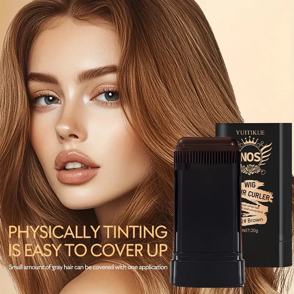 YUITIKUE 20g Brown Hair Color Stick, Cover Gray Hair, Easy to Use, Waterproof, Smooth & Moisturize Hair