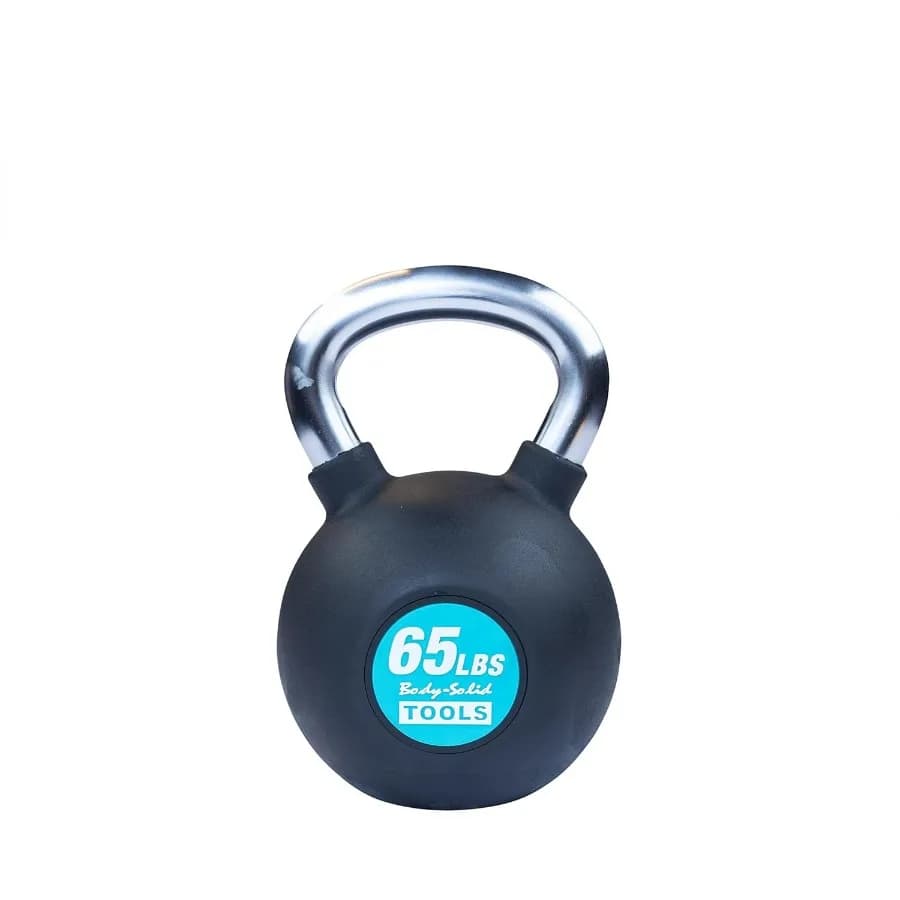 65 pounds cast iron Kettlebells with coloured weight covered with rubber and anti-slip handle, Kettlebell for strength training at home and Co