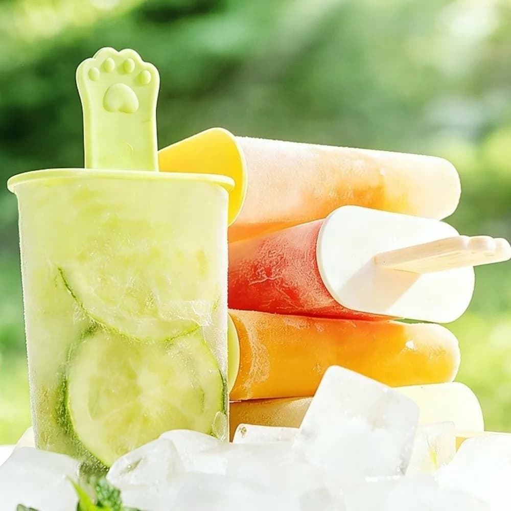 Stampo in silicone per gelato a 6 scomparti con coperchio, a forma di cartone animato, antiaderente, per caramelle ghiacciate, estivo