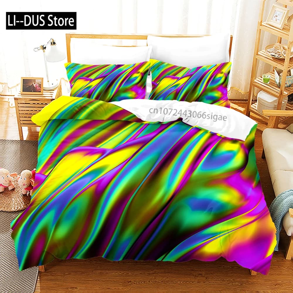 Set biancheria da letto di lusso Queen King Full Size con copripiumino Letto con motivo sfumato colorato per arte astratta etnica Moda poliestere