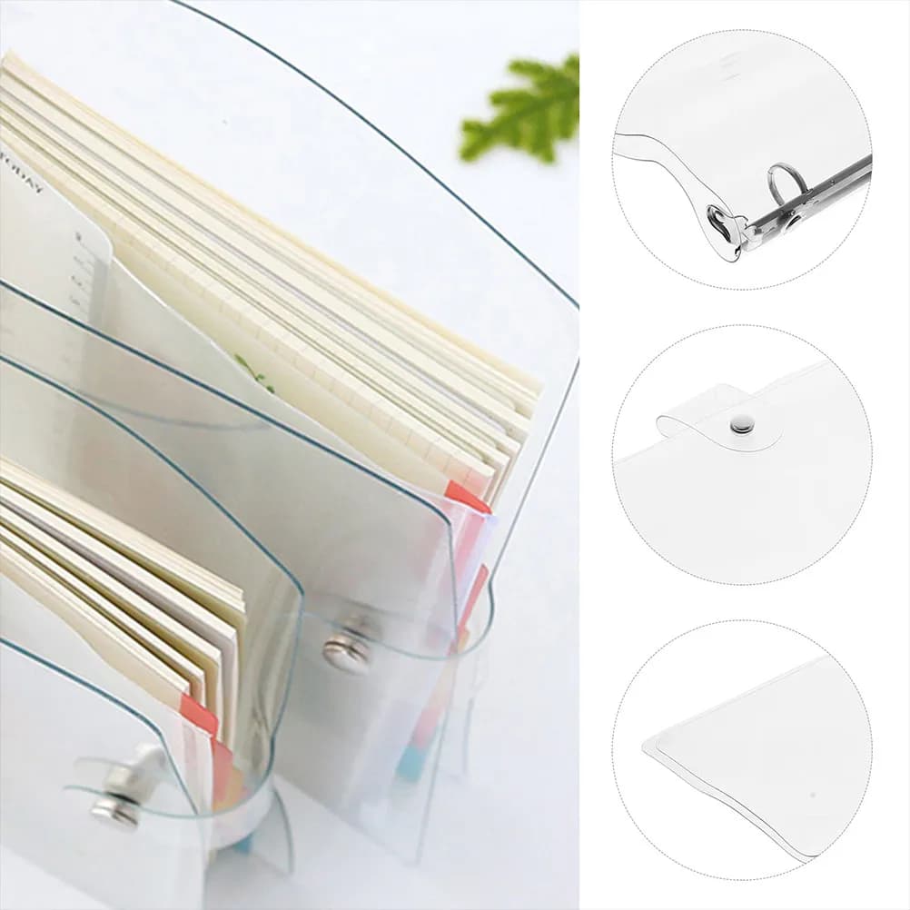 2Pcs A4 Clear Binder Notebook Cover Heavy-Duty Plastic Shell for Scrapbook Journal Planner Loose-Leaf Use School Office Gift
