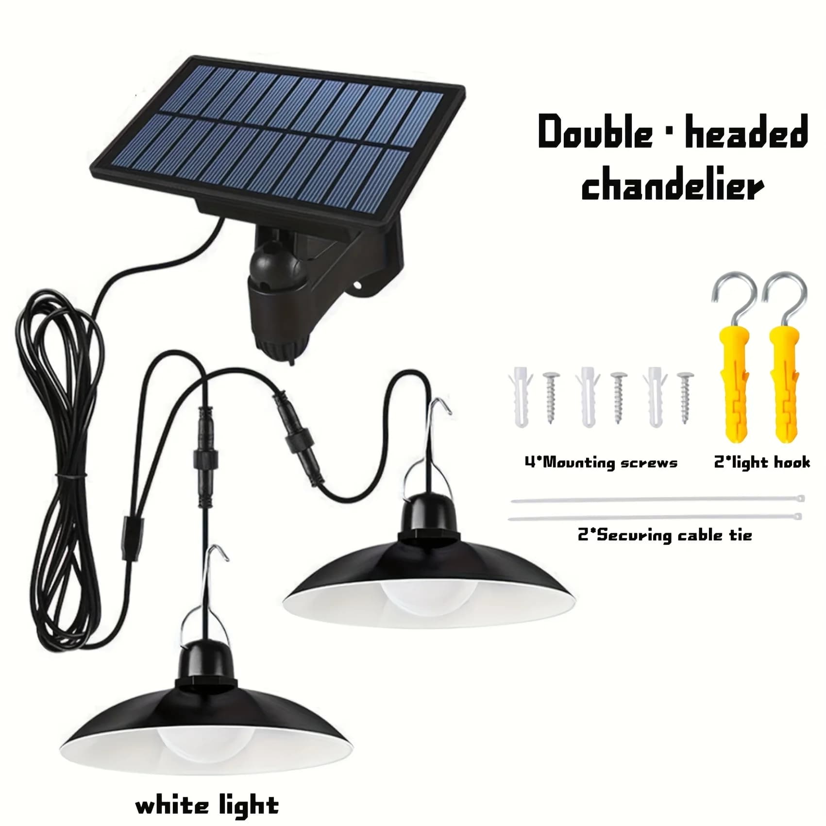 Single /Double Head Solar Shed Light,solar Lights Outdoor,Solar Pendant Lights,IPx4.Auto on in Dark, Off at Day.for Lighting Gazebo,barn,coop,patio,garage,camp, Porch,home,comes with Expansion Iron Hooks and Fixing Cable Ties.