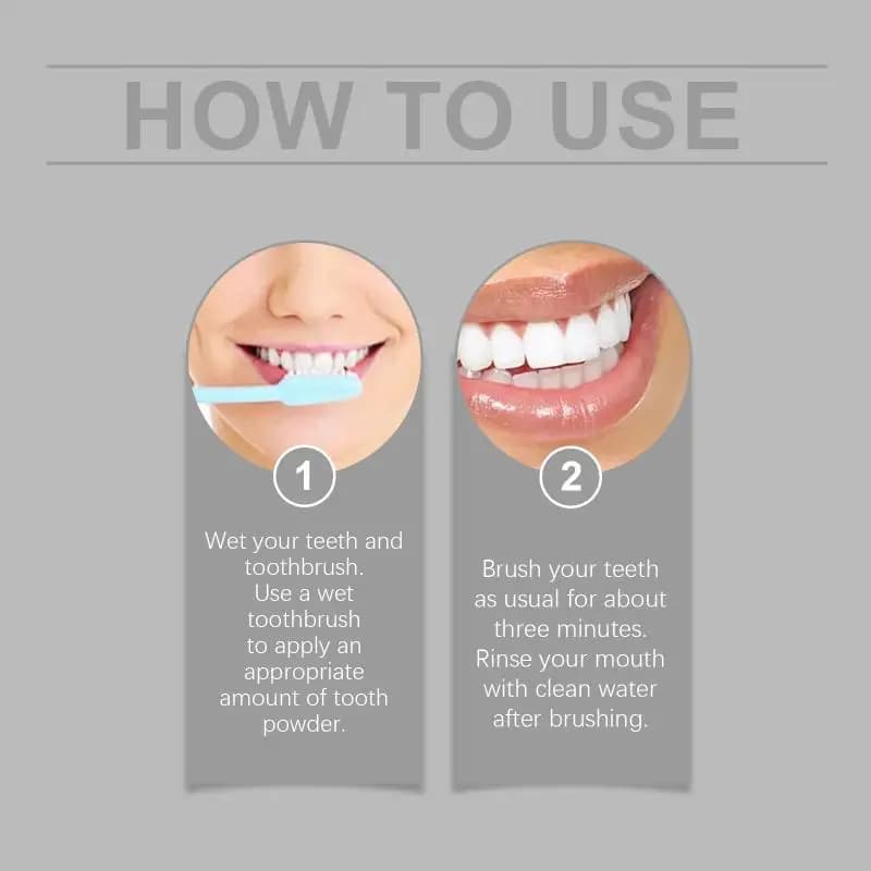 Polvere sbiancante per denti all'idrossiapatite, illumina i denti gialli, rimuove le macchie e cura le gengive