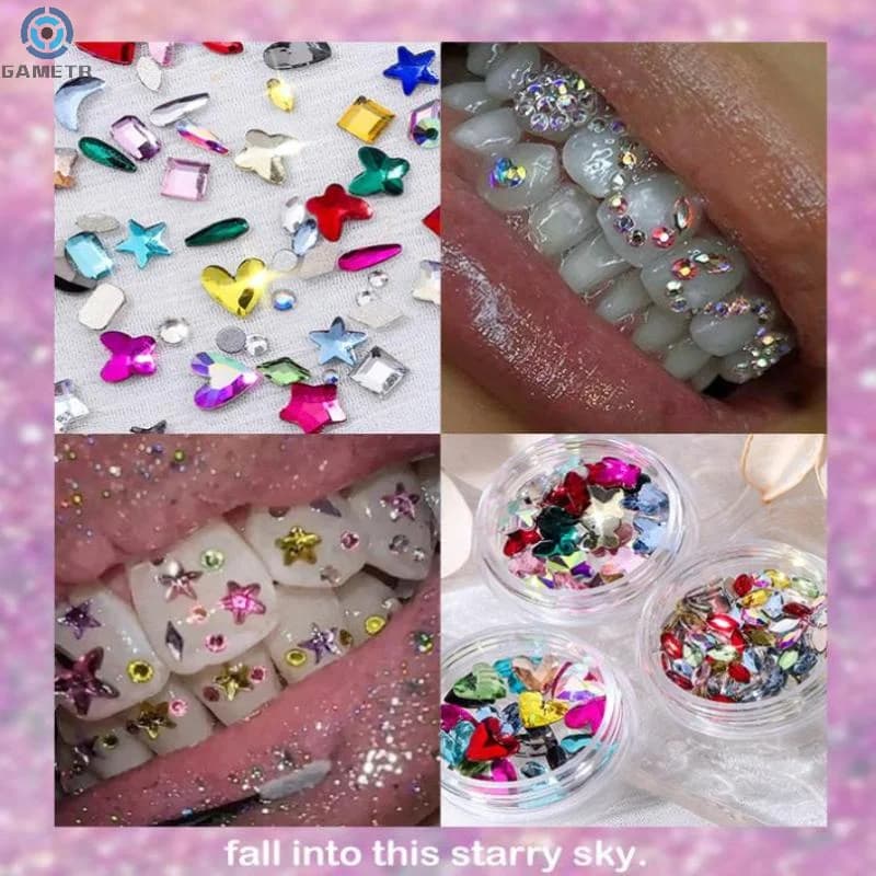 1 Set Dental Tooth Gems Crystal Diamond Glass Ornament Butterfly Shaped Instruments DIY Various Shapes Colorful teeth Jewelry Decorations
