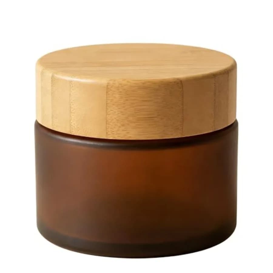 150ML 5oz Empty Amber PET Plastic Cosmetic Container Case with Natural Bamboo Cap Cream Lotion Box Ointments Bottle Food Bottle