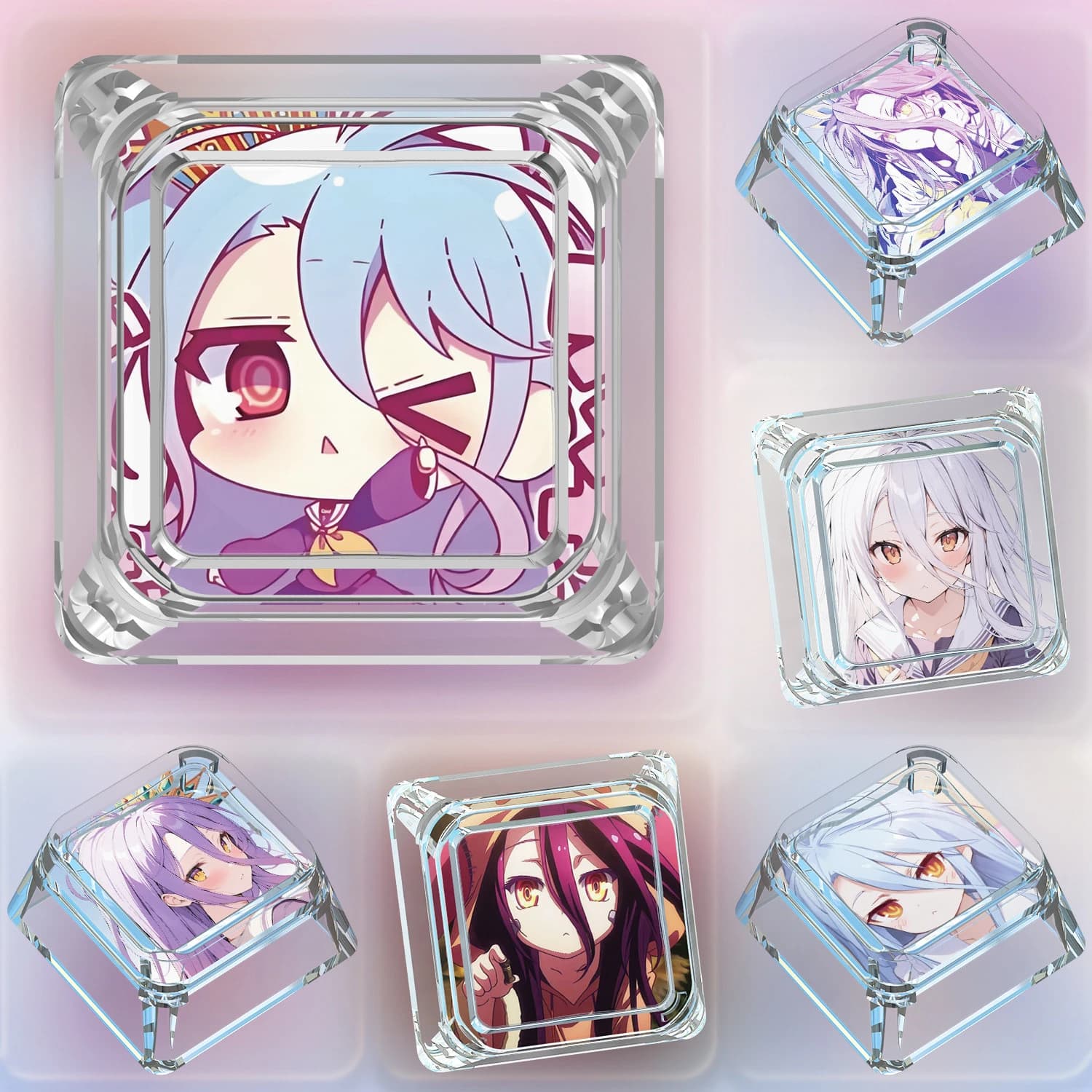 Diy No Game No Life Shiro Mechanical Keyboard Keycaps Cross-Axis Mechanical Keyboard Pc Personalized Keycaps Gift Toys