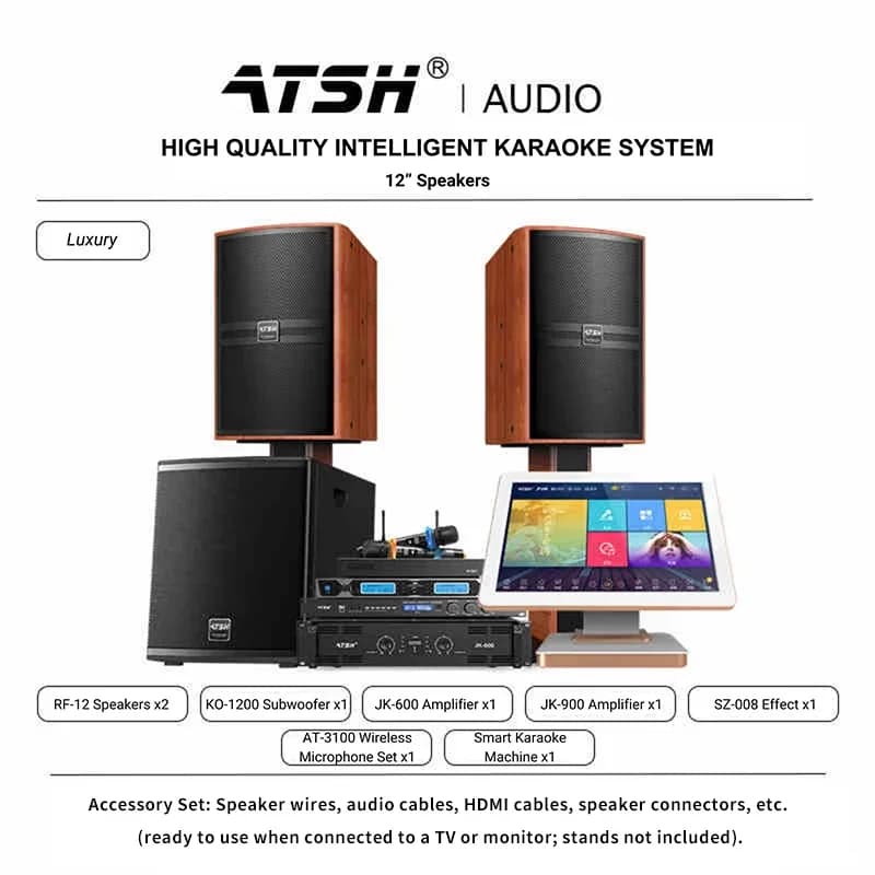 Set di Altoparlanti KTV Z6 da 10 e 12 Pollici con Microfono Wireless, Amplificatore, Macchina per Karaoke, Sistema Professionale per Karaoke