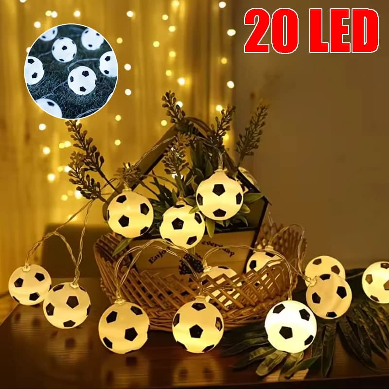 Football Theme String Lights with 20 LEDs for Internal and External Use, Ideal for Garden, Festival, Balcony, Bar, Lighting for Football Theme