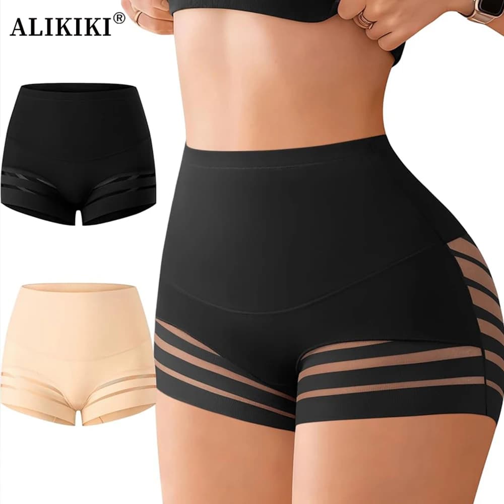 Slip modellanti a vita alta da donna, elasticizzati, sexy, in rete, invisibili.