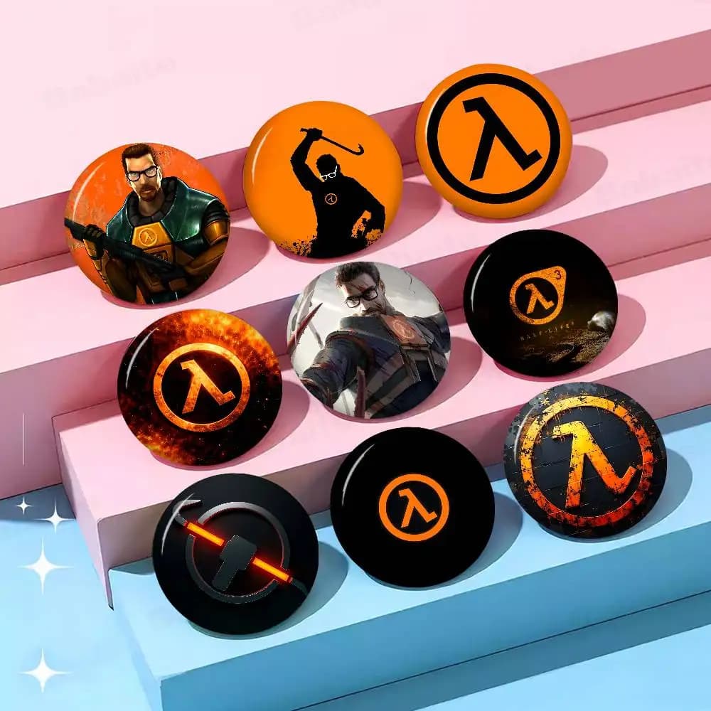 Large Gaming Half-Life Logo 58mm Handmade Brooch Cartoon Cosplay Badge on Backpack Jewelry Accessories Gifts