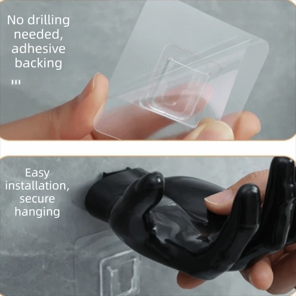 Useful Easy To Install Wall Mounted Storage Rack Seamless Sturdy Hand Shape Hook Creative Bathroom Shelf Office